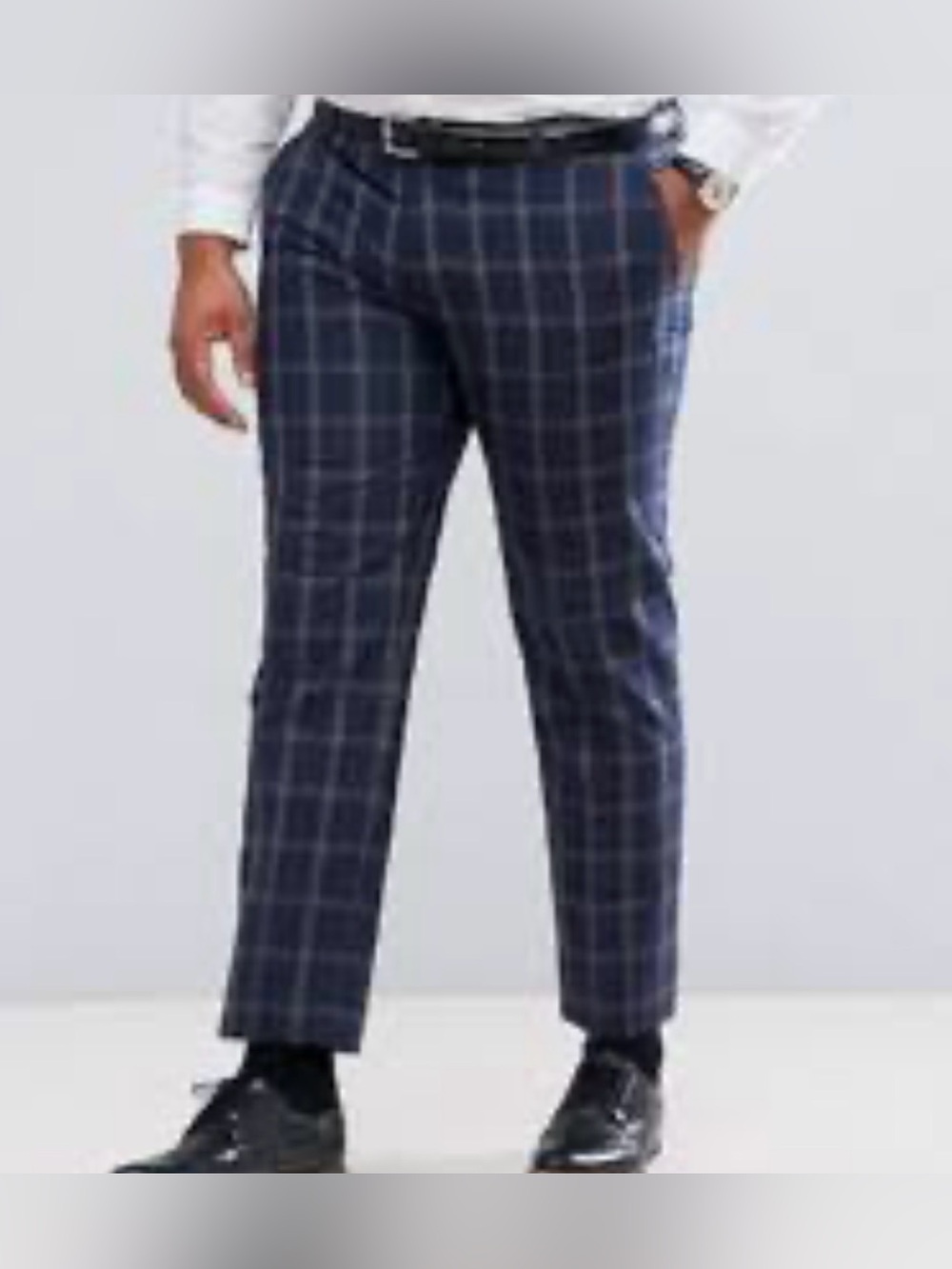 Harry Brown pleated glen plaid blue dress trousers size 32R
